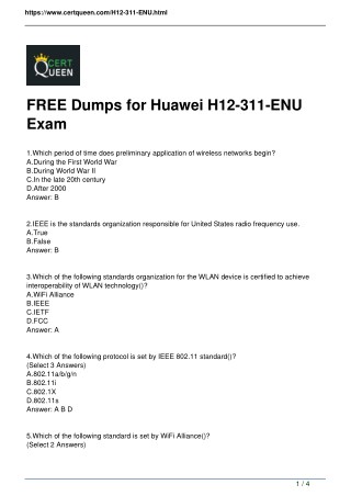 Real H12-311-ENU Exam Dumps PDF from CertQueen