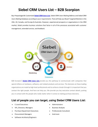 Siebel CRM Users List | Siebel CRM Users Mailing Address