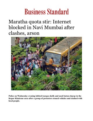 Maratha Bandh: Internet blocked in Navi Mumbai after clashes, arsonÂ 