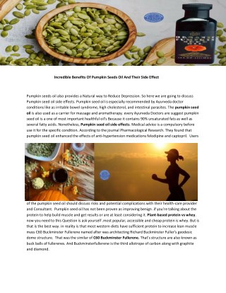 Pumpkin Seed Oil Side Effects