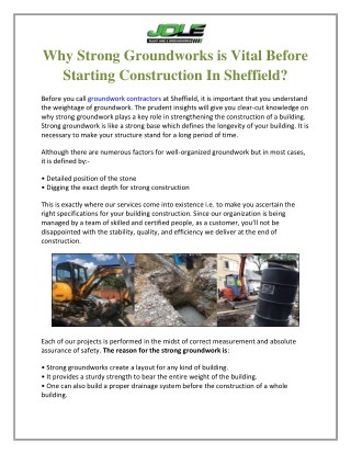 Why Strong Groundworks Is Vital Before Starting Construction In Sheffield