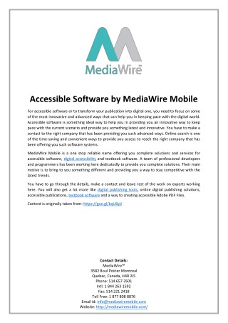 Accessible Software by MediaWire Mobile