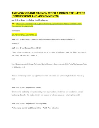 AMP 450V GRAND CANYON WEEK 1 COMPLETE LATEST (DISCUSSIONS AND ASSIGNMENTS)