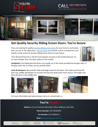 Get Quality Security Sliding Screen Doors- You're Secure