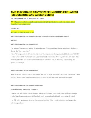 AMP 450V GRAND CANYON WEEK 4 COMPLETE LATEST (DISCUSSIONS AND ASSIGNMENTS)