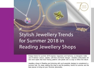 Stylish Jewellery Trends for Summer 2018 in Reading Jewellery Shops