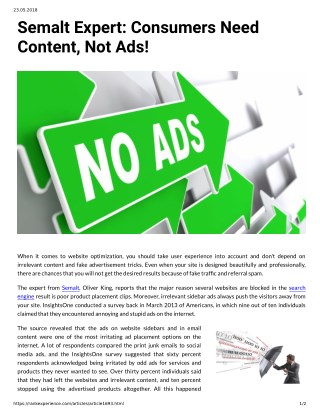 Semalt Expert: Consumers Need Content, Not Ads!