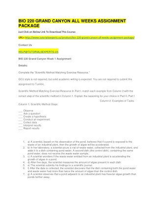 BIO 220 GRAND CANYON ALL WEEKS ASSIGNMENT PACKAGE