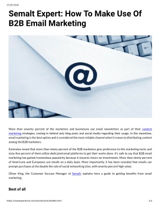 Semalt Expert: How To Make Use Of B2B Email Marketing