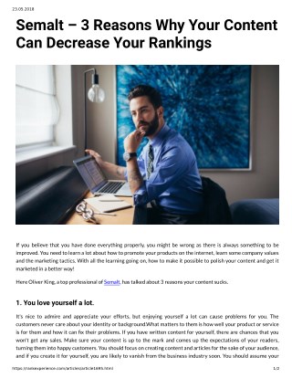 Semalt- 3 Reasons Why Your Content Can Decrease Your Rankings