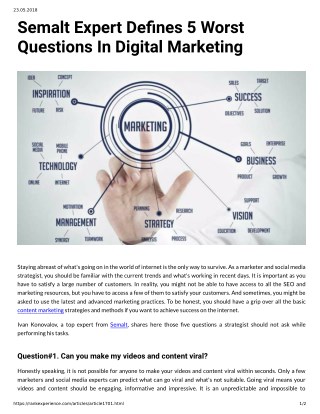 Semalt Expert Defines 5 Worst Questions In Digital Marketing