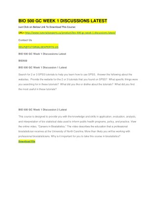 BIO 500 GC WEEK 1 DISCUSSIONS LATEST
