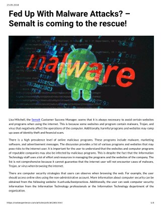 Fed Up With Malware Attacks? â€“ Semalt is coming to the rescue!