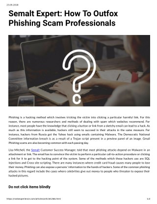 Semalt Expert: How To Outfox Phishing Scam Professionals