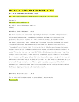 BIO 500 GC WEEK 3 DISCUSSIONS LATEST