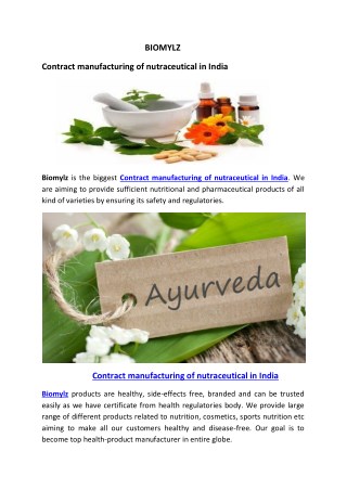 Contract manufacturing of nutraceutical in India