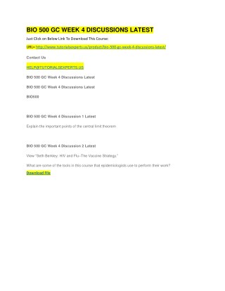 BIO 500 GC WEEK 4 DISCUSSIONS LATEST