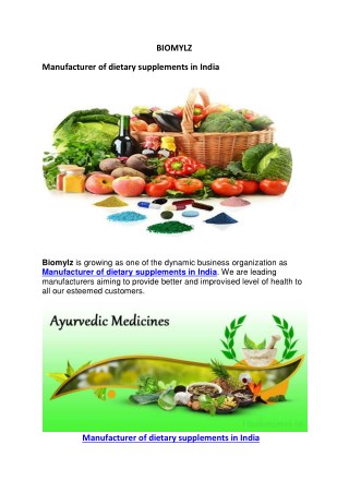 Manufacturer of dietary supplements in India