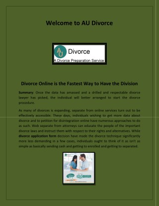 Apply for divorce online, divorce application form - audivorce.com.au