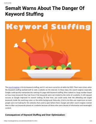 Semalt Warns About The Danger Of Keyword Stuffing