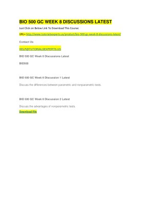 BIO 500 GC WEEK 8 DISCUSSIONS LATEST