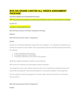 BUS 340 GRAND CANYON ALL WEEKS ASSIGNMENT PACKAGE