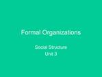 Formal Organizations