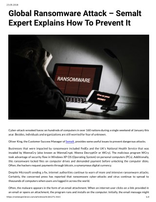 Global Ransomware Attack â€“ Semalt Expert Explains How To Prevent It