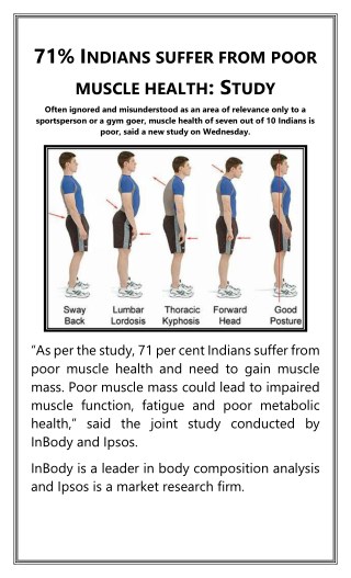 71% Indians suffer from poor muscle health: Study