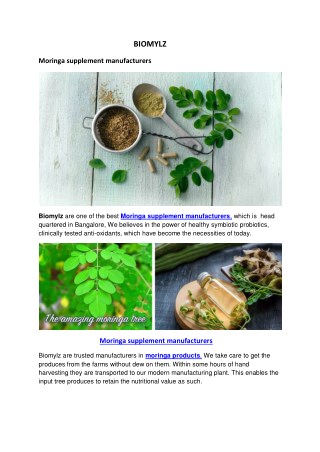 Moringa supplement manufacturers