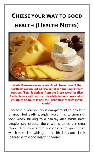 Cheese Your Way to Good Health (Health Notes)