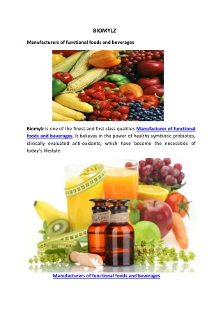 Manufacturers of functional foods and beverages