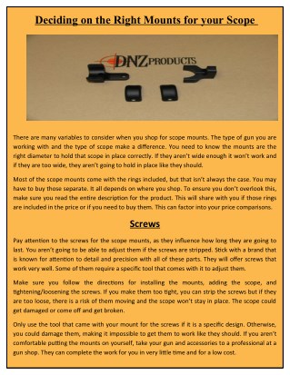 Deciding on the Right Mounts for your Scope