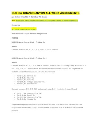 BUS 352 GRAND CANYON ALL WEEK ASSIGNMENTS