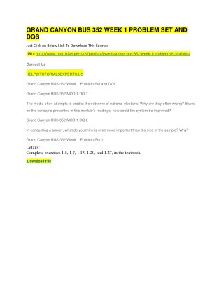 GRAND CANYON BUS 352 WEEK 1 PROBLEM SET AND DQS