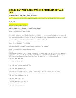 GRAND CANYON BUS 352 WEEK 2 PROBLEM SET AND DQS