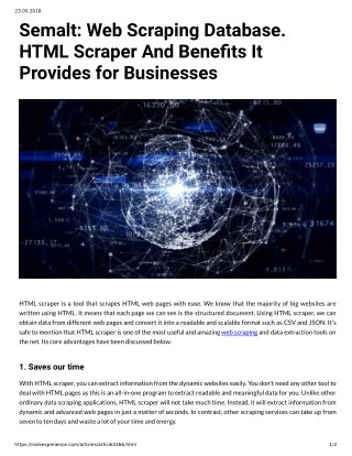 Semalt: Web Scraping Database. HTML Scraper And Benets It Provides for Businesses