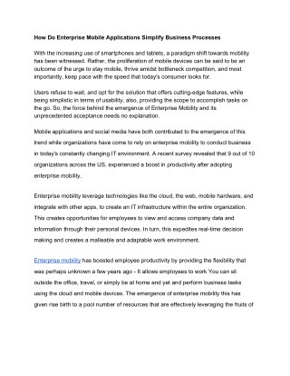How Do Enterprise Mobile Applications Simplify Business Processes