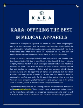 KARA OFFERING THE BEST IN MEDICAL APPARELS