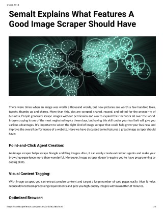 Semalt Explains What Features A Good Image Scraper Should Have