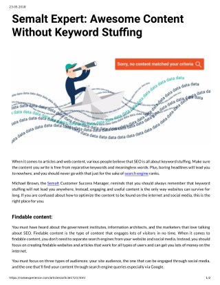 Semalt Expert: Awesome Content Without Keyword Stuffing