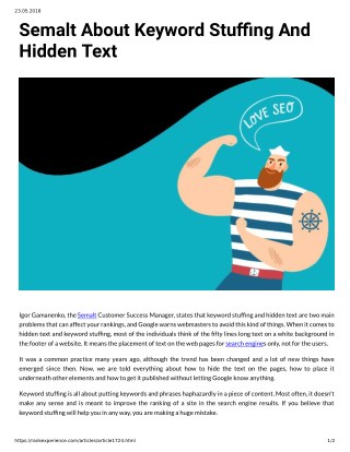 Semalt About Keyword Stuffing And Hidden Text