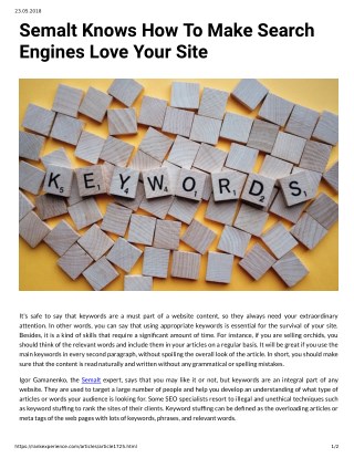 Semalt Knows How To Make Search Engines Love Your Site