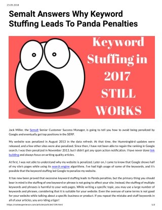 Semalt Answers Why Keyword Stuffing Leads To Panda Penalties