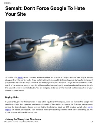 Semalt: Don't Force Google To Hate Your Site
