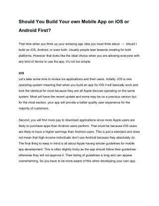 Should You Build Your own Mobile App on iOS or Android First?