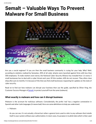 Semalt â€“ Valuable Ways To Prevent Malware For Small Business