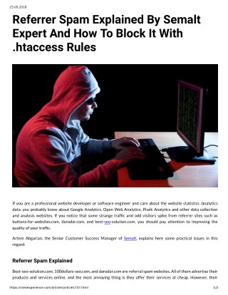 Referrer Spam Explained By Semalt Expert And How To Block It With .htaccess Rules