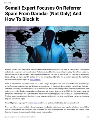 Semalt Expert Focuses On Referrer Spam From Darodar (Not Only) And How To Block It