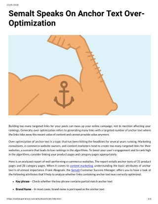 Semalt Speaks On Anchor Text Over Optimization
